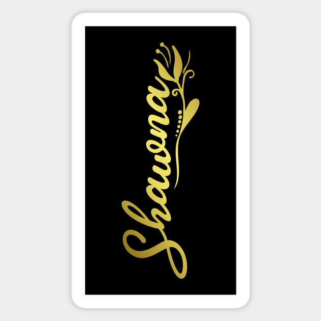 Shawna Name Faux Gold Yellow Tulip Flourish Sticker by xsylx